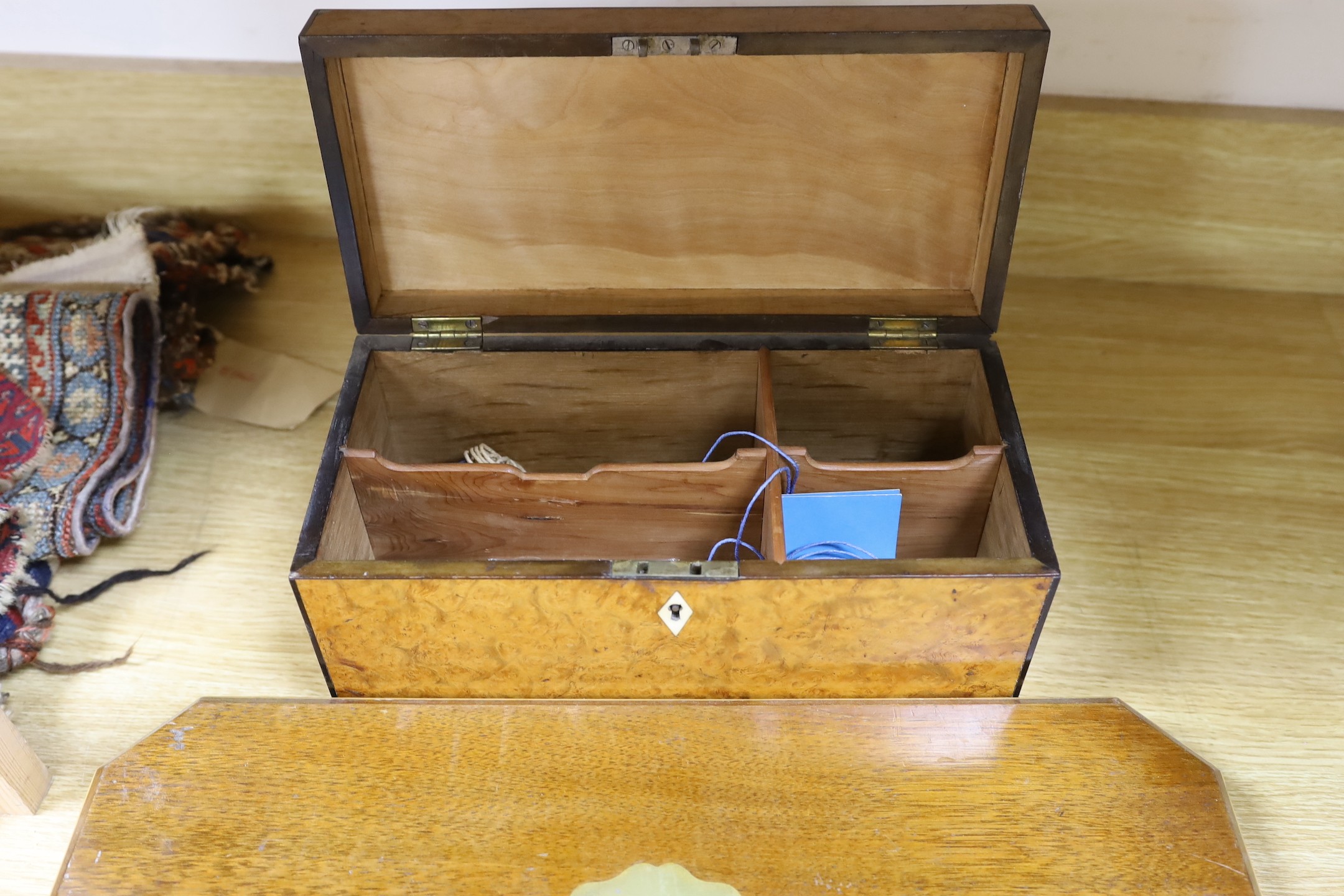 Four cased plated sets and a 19th-century burr walnut box